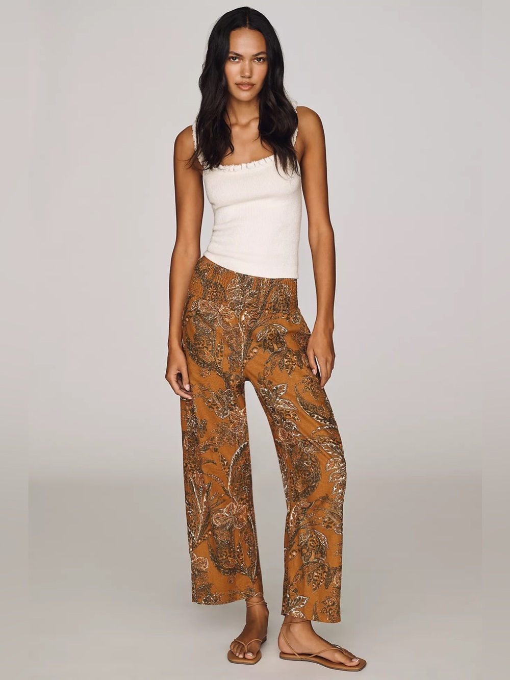 Pilcro Reese Smocked Pull-On Barrel-Leg Pants
